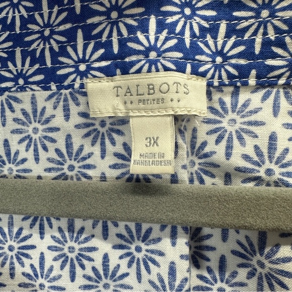 Talbots Blue White Geometric Cotton Tank Tassels Petite Plus Size 3X - Picture 5 of 6